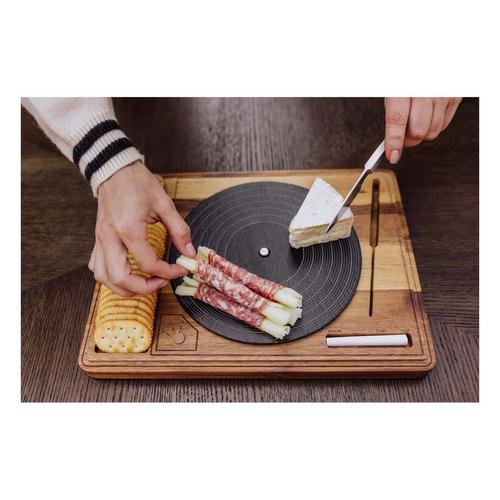 Picnic Time Turntable Acacia and Slate Cheese Board & Knife - Primary Image