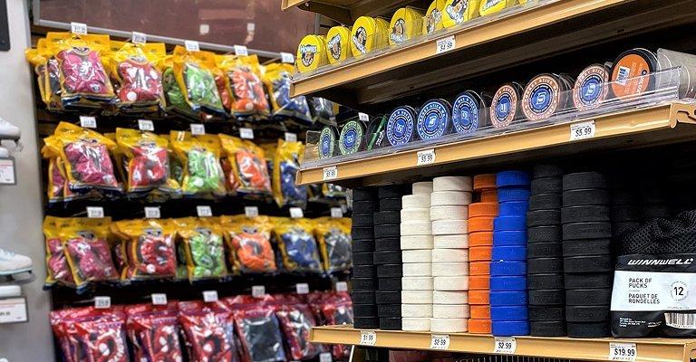 rows of training equipment and gear