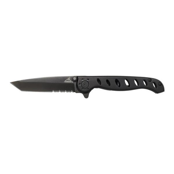 Gerber Mid Tactical Folding 3.12 Inch Tanto Serrated Blade Black Clampacked Pocket Knife