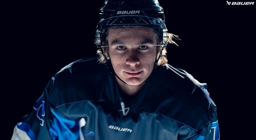 a hockey player in his bauer uniform