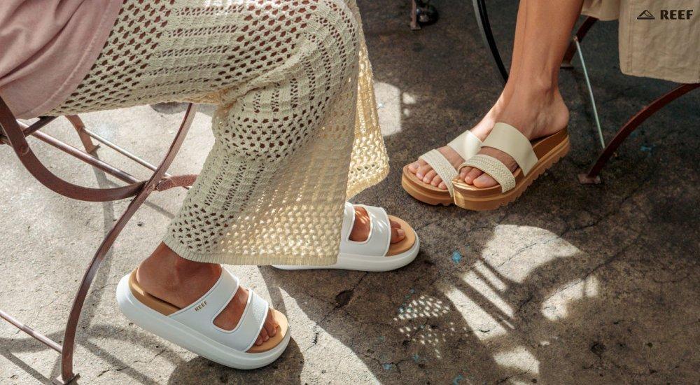 Two women wearing Reef sandals