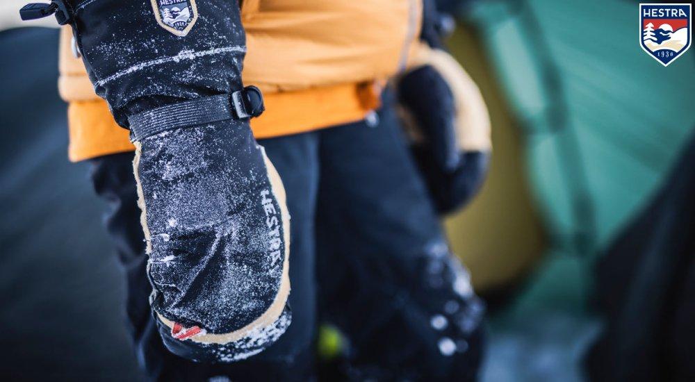 a winter camper with hestra gloves on