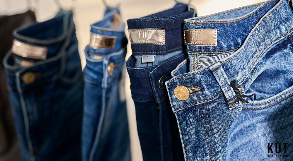 A rack of Kut from the Kloth Jeans