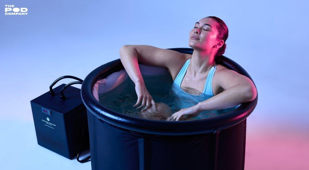 A woman sitting in an Ice Pod