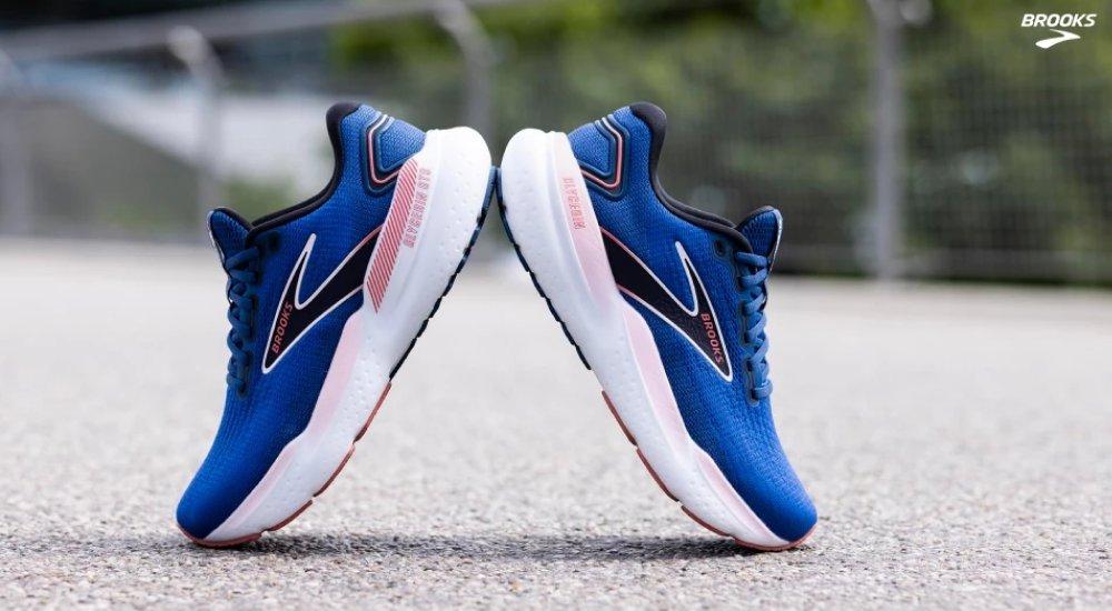 a pair of brooks tilted into a pyramid