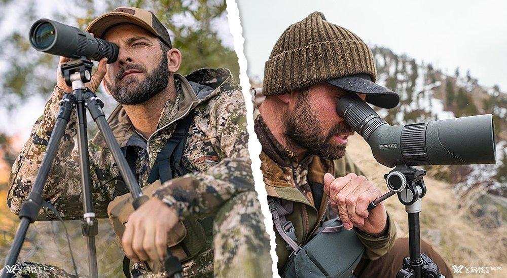 a spit image with hunters using a straight or spotting scope