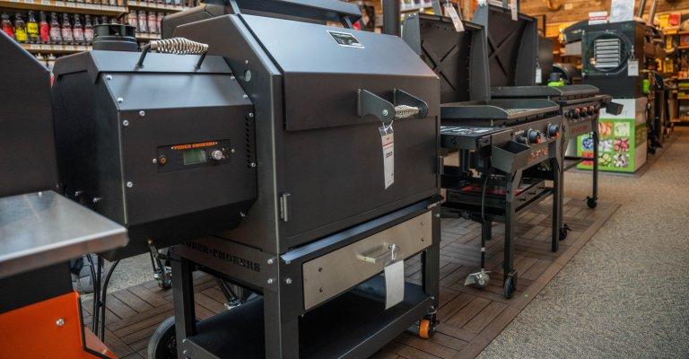 A variety of grills and griddles on display at SCHEELS.