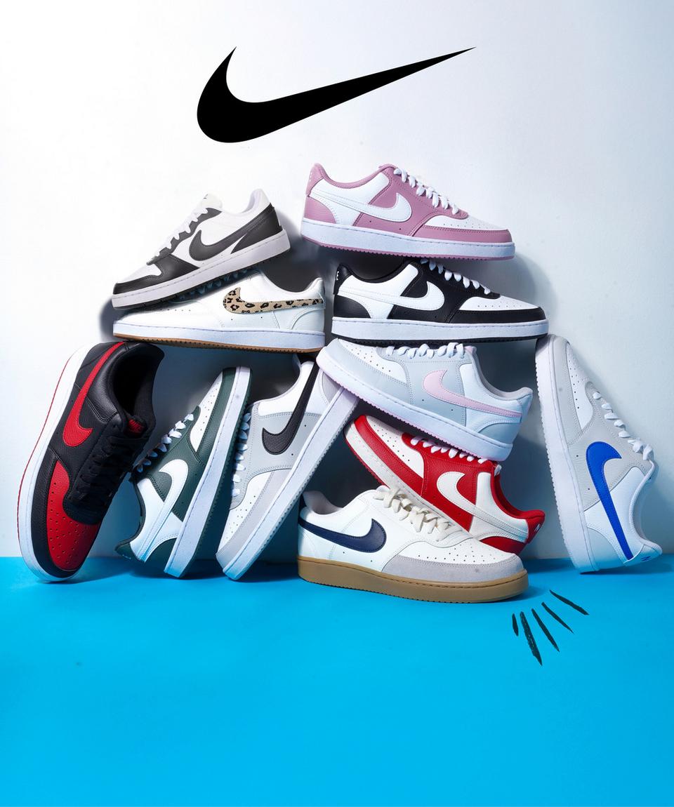Get fresh back to school style with Nike court sneakers.