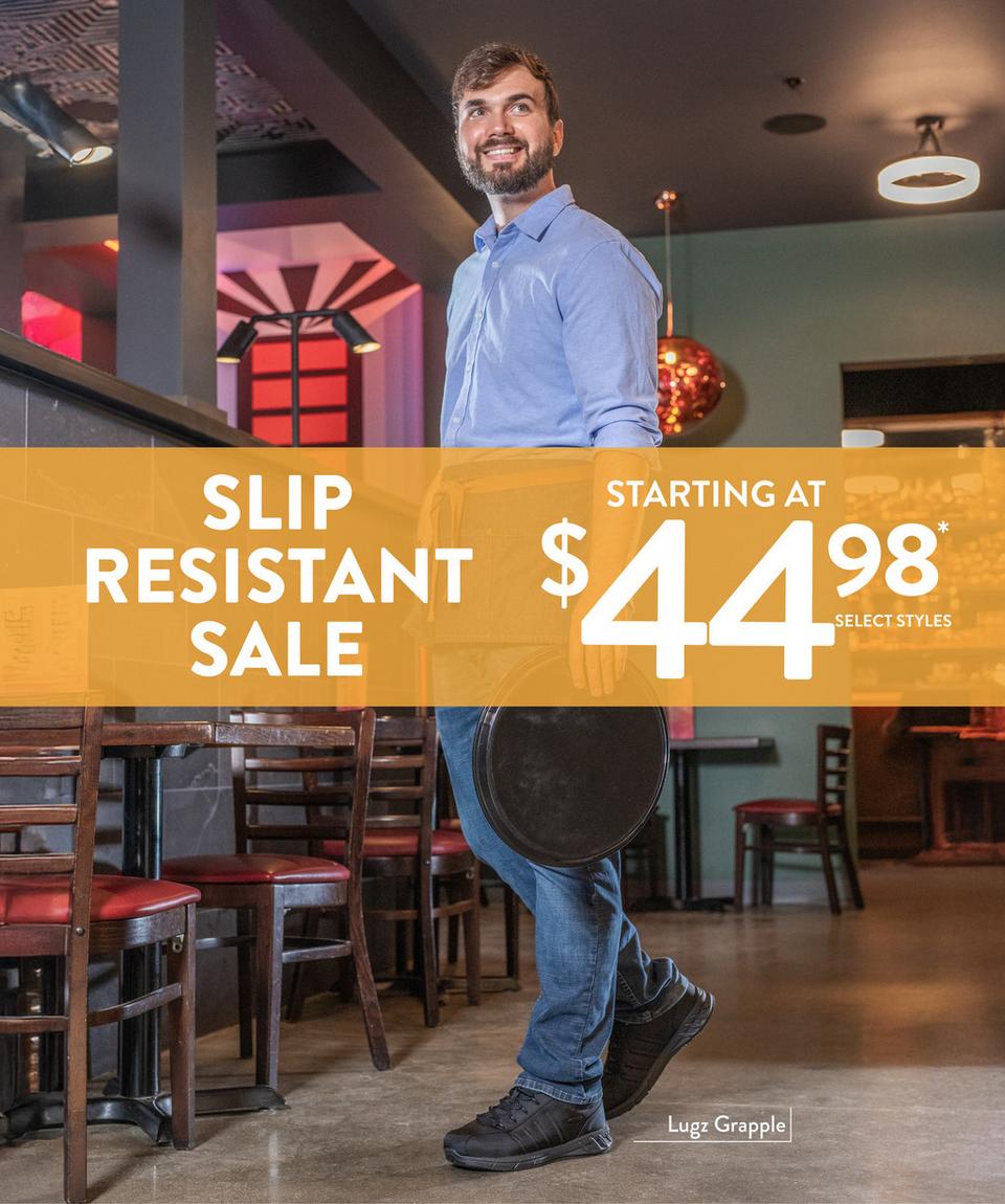 Stay grounded with slip-resistant work wear starting at $44.98.