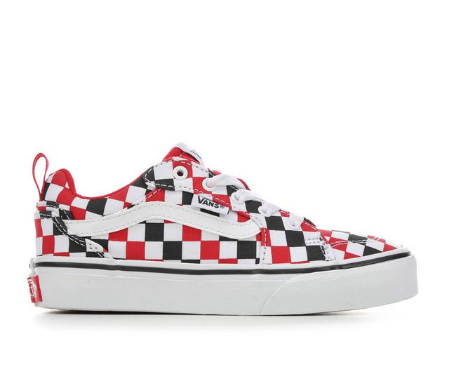 Boys' Vans Little Kid & Big Kid Filmore Skate Shoes in Red/White/Check color