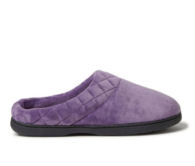 Dearfoams Darcy Velour Clog with Quilt Cuff Slippers in Smokey Purple color