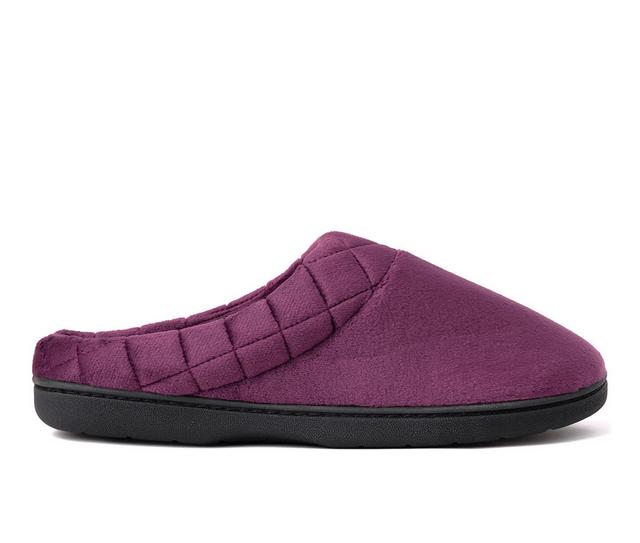 Dearfoams Darcy Velour Clog with Quilt Cuff Slippers in Aubergine color