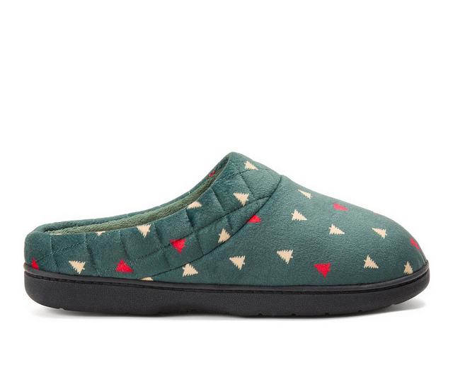 Dearfoams Darcy Velour Clog with Quilt Cuff Slippers in Forest color