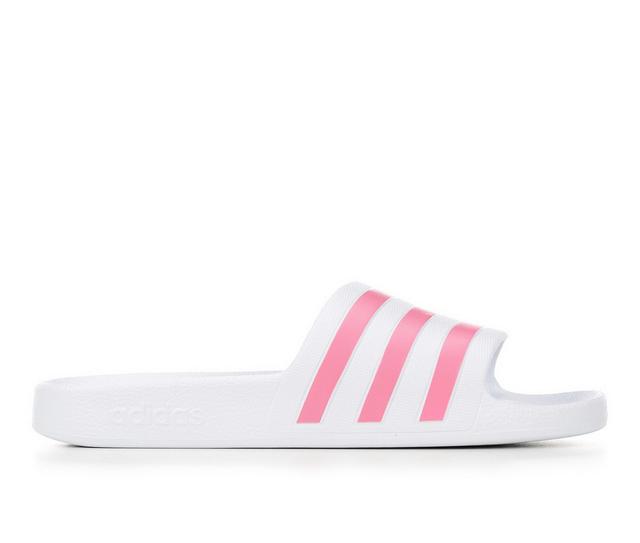 Women's Adidas Adilette Aqua Sport Slides in Wht/Rose/Wht color