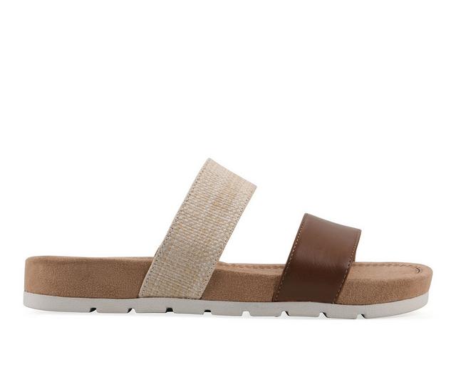 Women's Cliffs by White Mountain Tahlie Slide Sandals in Tan/Raffia color