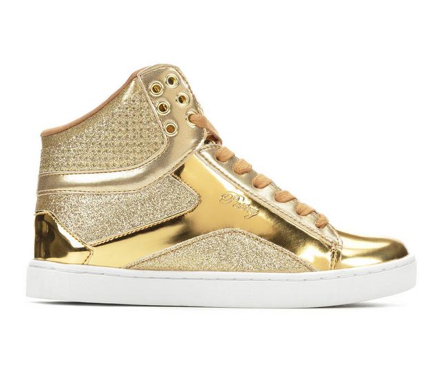 Women's Pastry Pop Tart Glitter High Top Sneakers in Gold color