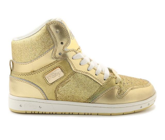Women's Pastry Glam Pie Glitter High Top Sneakers in Gold color