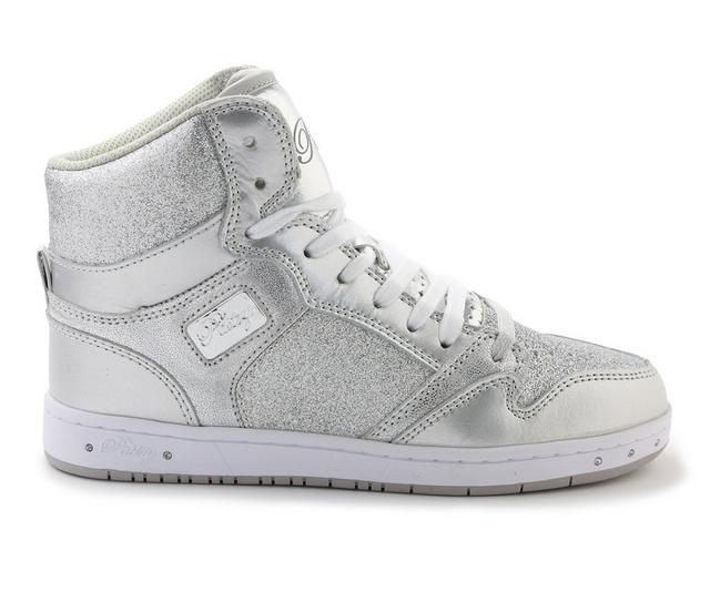 Women's Pastry Glam Pie Glitter High Top Sneakers in Silver color