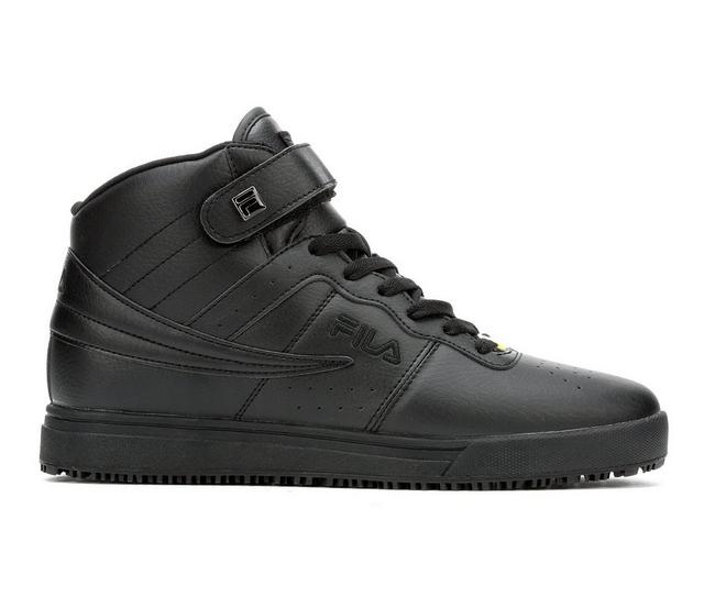 Men's Fila Vulc 13 Slip Resistant High-Top Sneakers in Black/Black color