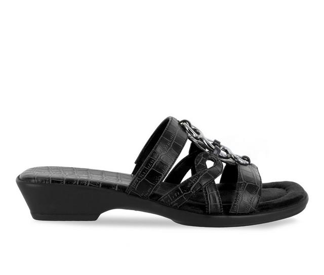 Women's Easy Street Torrid Sandals in Black Croco color