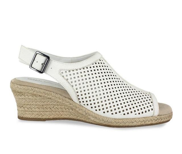 Women's Easy Street Stacy Wedge Sandals in White Linen Pt color