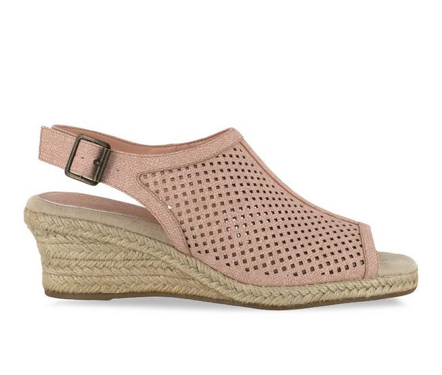 Women's Easy Street Stacy Wedge Sandals in Blush Linen Pt color