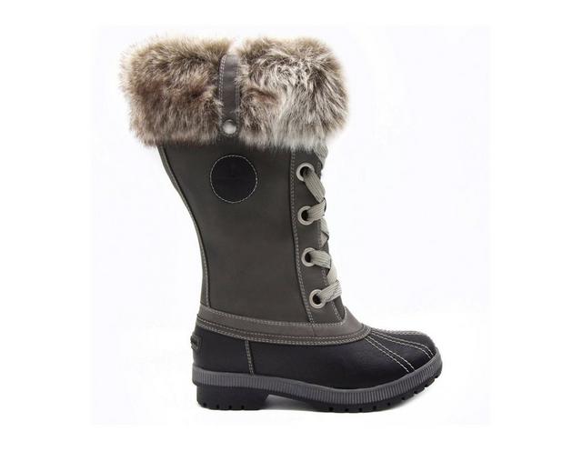 Women's London Fog Melton Duck Boots in Black Grey color