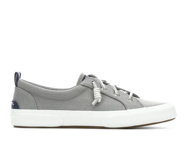 Women's Sperry Pier Wave Lace to Toe Canvas Sneakers in Grey color