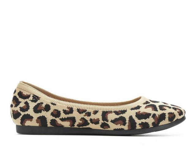 Women's Jellypop Apex Flats in Leopard Knit color