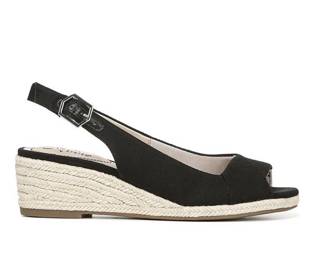 Women's LifeStride Socialite Espadrille Wedge Sandals in Black color