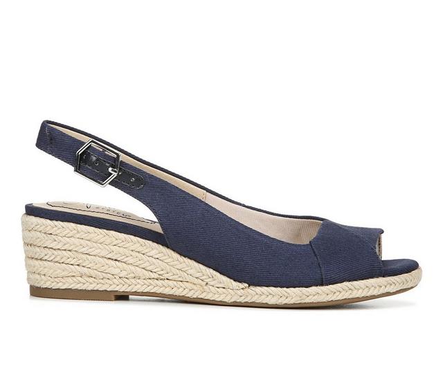 Women's LifeStride Socialite Espadrille Wedge Sandals in Navy color