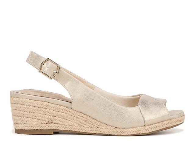 Women's LifeStride Socialite Espadrille Wedge Sandals in Platino Gold color
