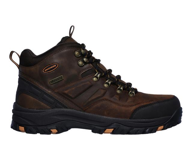 Men's Skechers Traven Hiking Boots in Dark Brown color