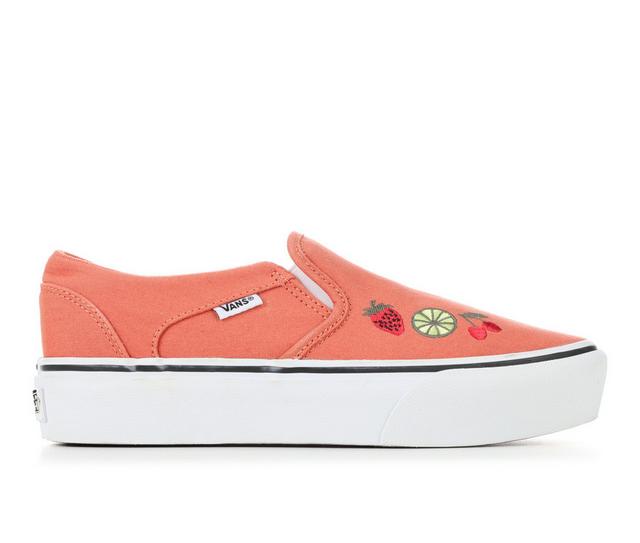 Women's Vans Asher Platform Skate Shoes in Orange/Fruit color