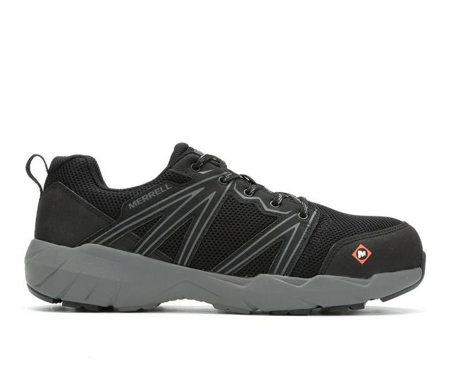 Men's Merrell Work Fullbench Superlite Alloy Toe Shoes in Black color