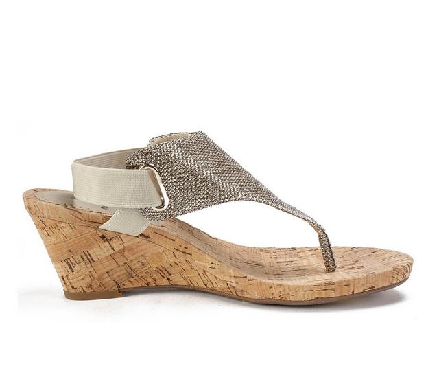 Women's White Mountain All Good Wedge Sandals in Lt Gold/Glitter color