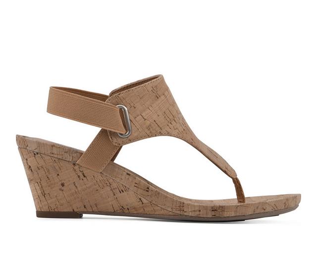 Women's White Mountain All Good Wedge Sandals in Natural/Cork color