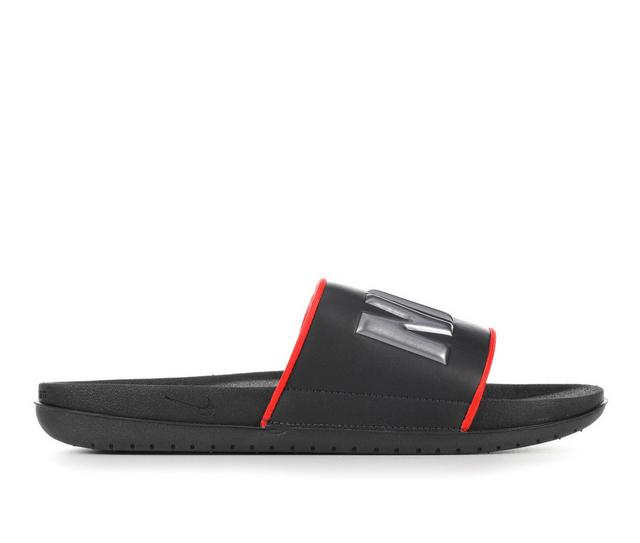 Men's Nike Off Court Sport Slides in Dark Smoke/Red color