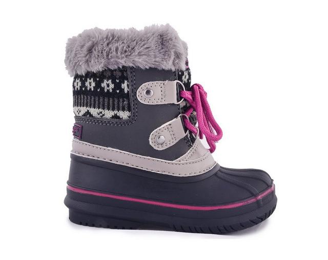 Girls' London Fog Little Kid & Big Kid Tottenham Winter Boots in Grey/Pink color