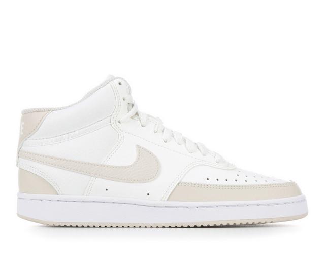 Women's Nike Court Vision Mid Sneakers in White/ Lt Beige color