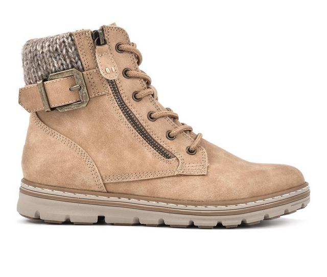 Women's Cliffs by White Mountain Kelsie Lace-Up Booties in Wheat color