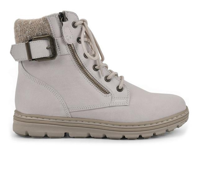 Women's Cliffs by White Mountain Kelsie Lace-Up Booties in Winter White color