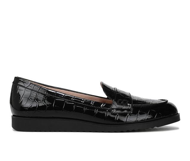 Women's LifeStride Zee Loafers in Black Croc color