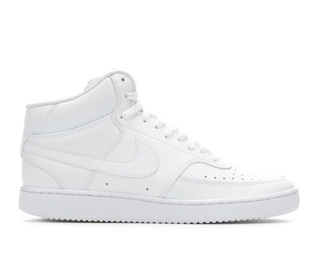 Men's Nike Court Vision Mid Sneakers in White/White color