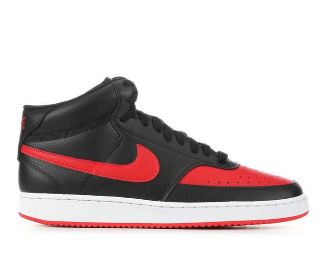 Men's Nike Court Vision Mid Sneakers in Black/Red color