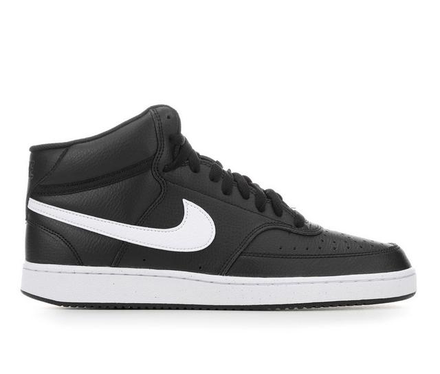 Men's Nike Court Vision Mid Sneakers in BLK/WHT/BLK 001 color