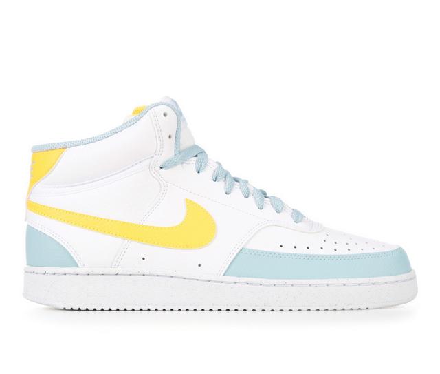 Men's Nike Court Vision Mid Sneakers in Wht/Blu/Yel 100 color