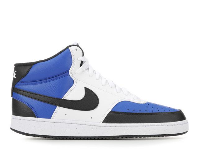 Men's Nike Court Vision Mid Sneakers in Ryl/Bk/Wht 480 color
