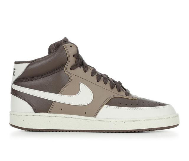Men's Nike Court Vision Mid Sneakers in Brown/Bone color
