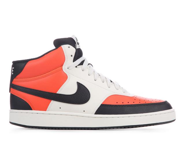 Men's Nike Court Vision Mid Sneakers in Orng/Blk/Sail color